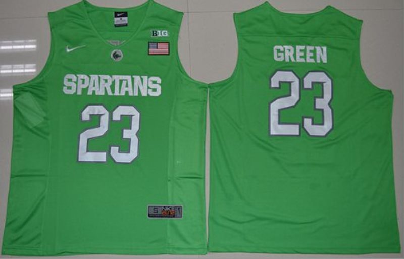 NCAA Michigan State SpartansMiami Hurricanes 23 Draymond Green Apple Green Basketball Men Jersey