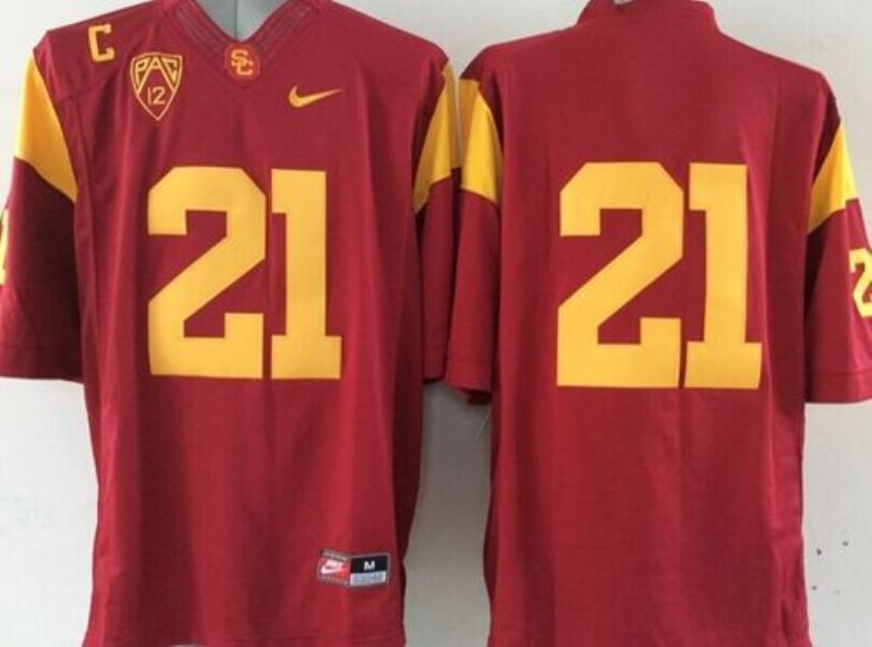 NCAA USC Trojans 21 Red Limited Men Jersey With C patch Pac-12 Patch