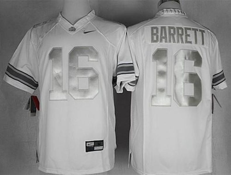 NCAA Ohio State Buckeyes 16 J. T. Barrett White Limited Platinum Men Jersey