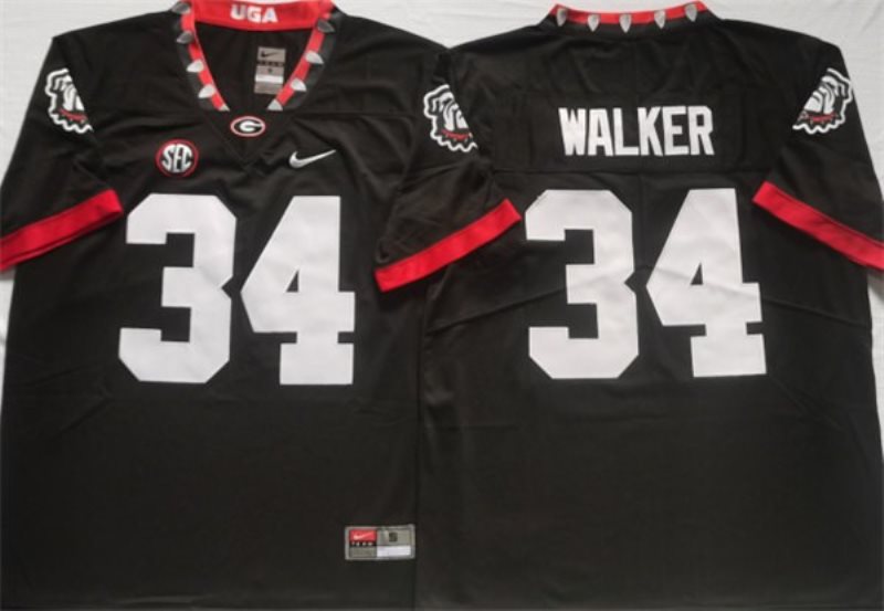 NCAA Bulldogs 34 WALKER Black College Football Limited Men Jersey