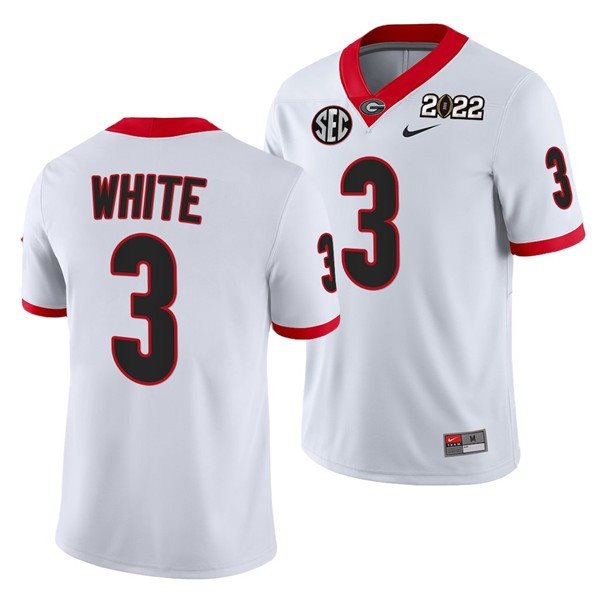 NCAA Georgia Bulldogs 3 Zamir White 2022 Patch White College Football Limited Men Jersey