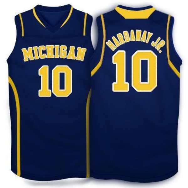 NCAA Michigan Wolverines 10 Tim Hardaway Jr. Navy Blue Basketball Men Jersey