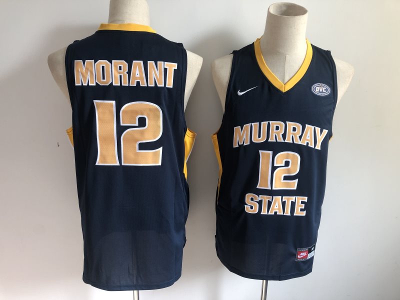 NCAA Murray State 12 Ja Morant Basketball Navy Men Jersey