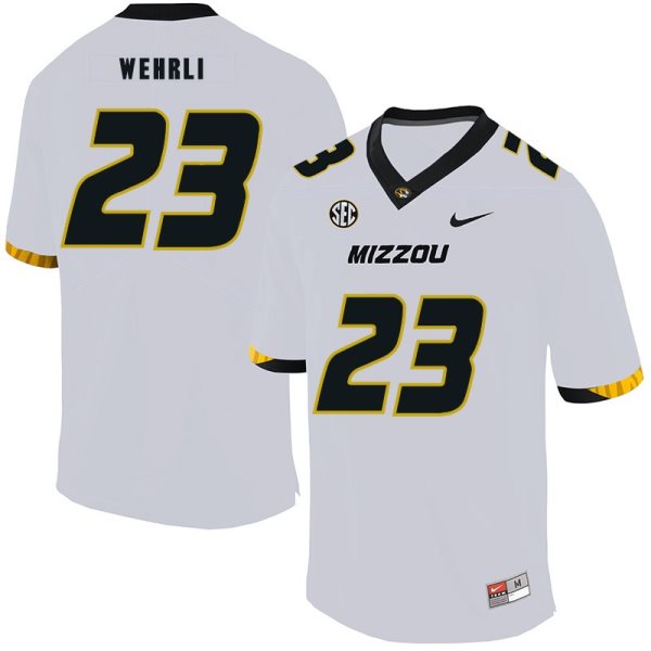 NCAA Missouri Tigers 23 Roger Wehrli White Nike College Football Men Jersey