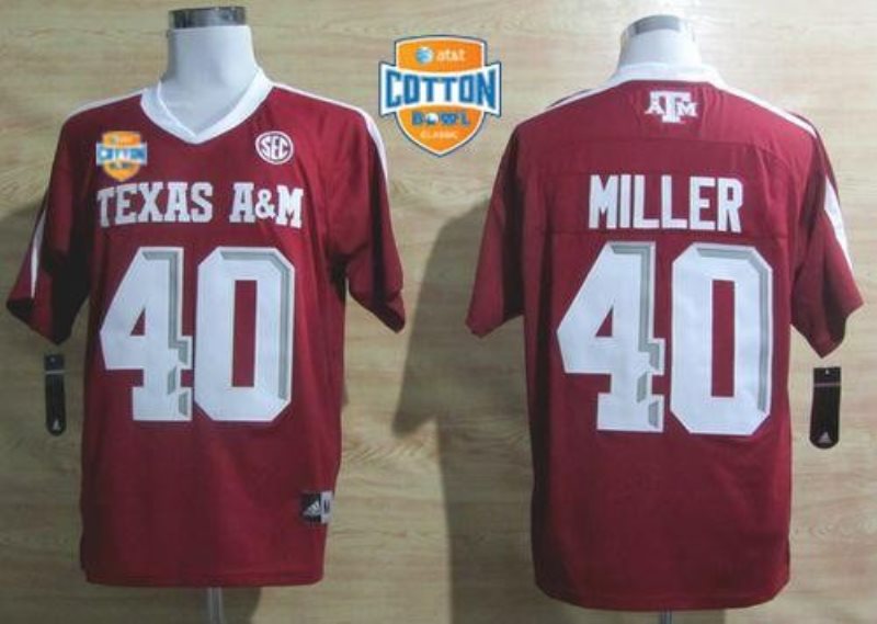 NCAA Texas A&M Aggies 40 Von Miller Red SEC Patch ATandT Cotton Bowl Men Jersey