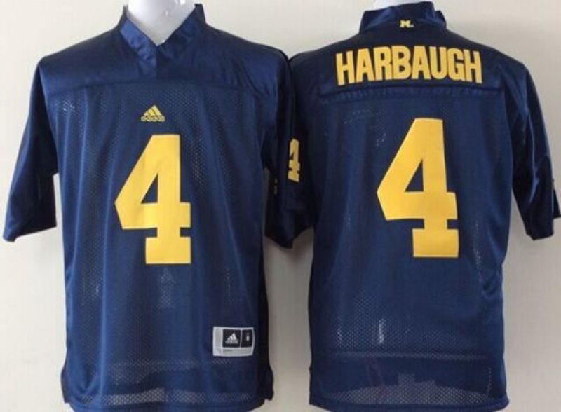 NCAA Michigan Wolverines 4 Jim Harbaugh Navy Blue Men Jersey