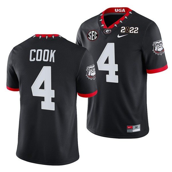 NCAA Georgia Bulldogs 4 James Cook 2022 Patch Black College Football Limited Men Jersey