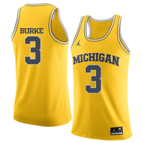 NCAA University of Michigan 3 Trey Burke Yellow College Basketball Men Jersey
