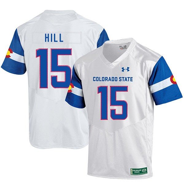 NCAA Colorado State Rams 15 Collin Hill White College Football Men Jersey