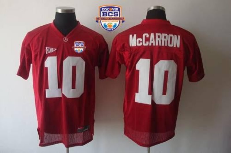 NCAA Alabama Crimson Tide 10 AJ McCarron Red 2013 BCS National Championship Men Jersey