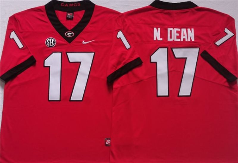 NCAA Bulldogs 17 N.DEAN Red College Football Limited Men Jersey