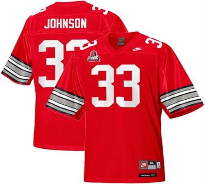 NCAA Ohio State Buckeyes 33 Pete Johnson Red Legends of the Scarlet and Gray Throwback Men Jersey
