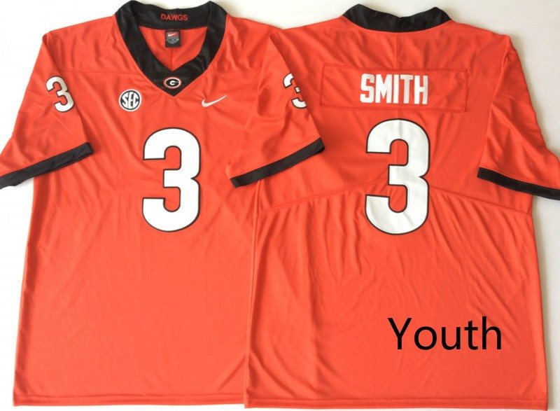 NCAA Georgia Bulldogs 3 Roquan Smith Orange Legend Limited Youth Jersey