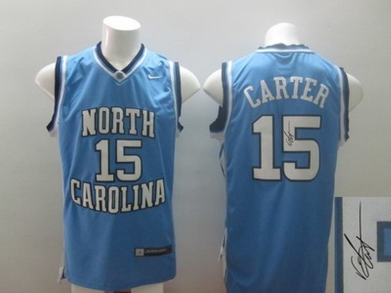 NCAA North Carolina Tar Heels 15 Vince Carter Blue Autographed Men Jersey