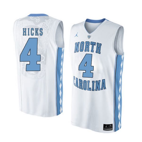 NCAA North Carolina Tar Heels 4 Isaiah Hicks White Basketball Men Jersey
