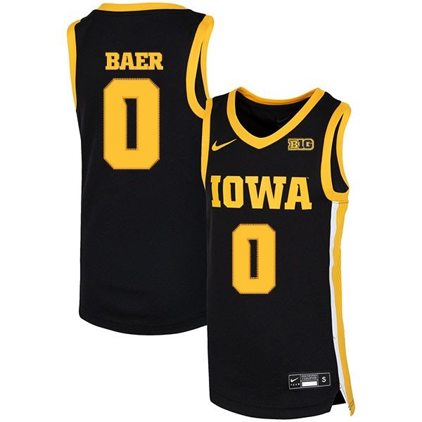 NCAA Iowa Hawkeyes 0 Michael Baer Black Nike College Men Jersey