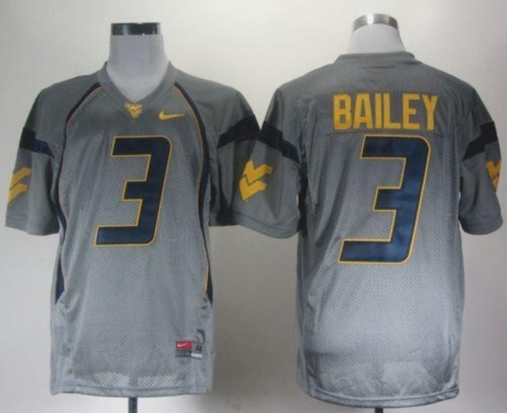 NCAA West Virginia Mountaineers 3 Stedman Bailey Grey Men Jersey