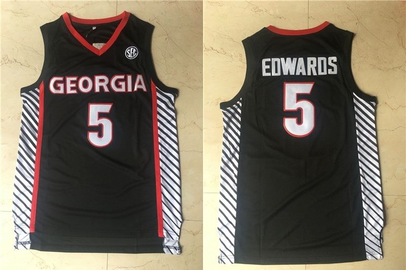 NCAA Georgia Bulldogs 5 Anthony Edwards College black Basketball Men Jersey