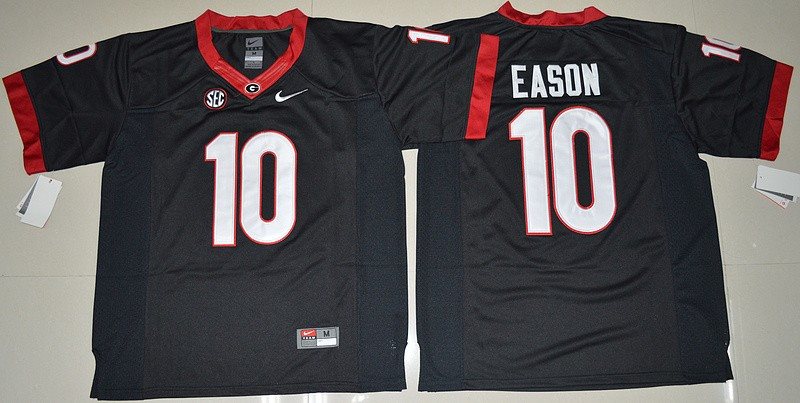 NCAA Georgia Bulldogs 10 Jacob Eason Football Black 2016-17 Limited Men Jersey