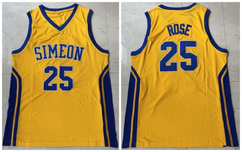 NCAA Simeon 25 Derrick Rose Yellow High School Mesh Basketball Men Jersey