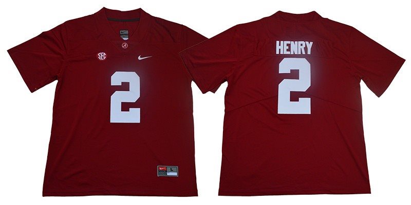 NCAA Alabama Crimson Tide 2 Derrick Henry Red Nike College Football Men Jersey