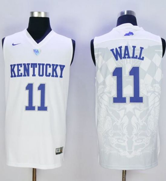NCAA Kentucky Wildcats 11 John Wall White Basketball Men Jersey
