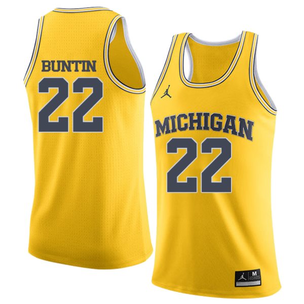 NCAA University of Michigan 22 Bill Buntin Yellow College Basketball Men Jersey