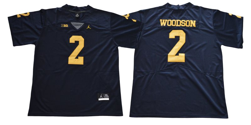NCAA Michigan Wolverines 2 Charles Woodson Navy College Football Legend Men Jersey