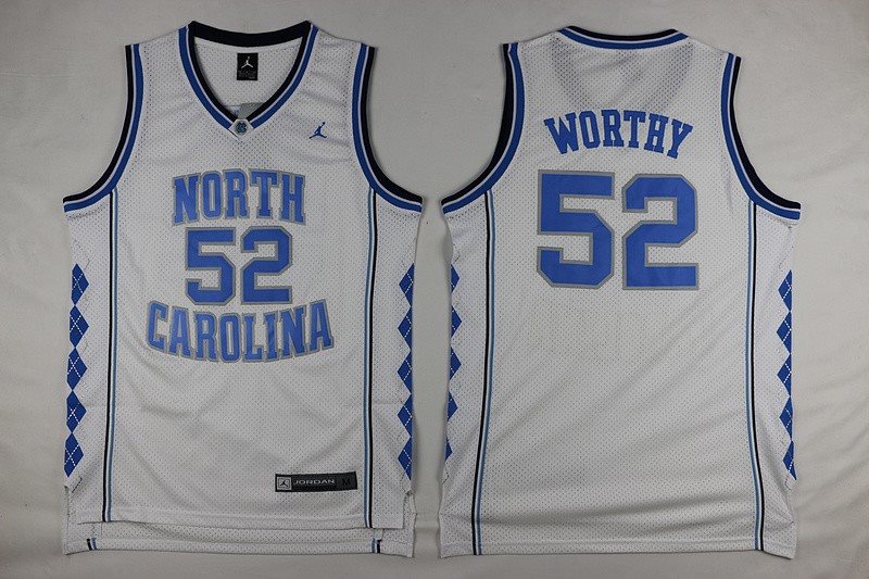 NCAA North Carolina Tar Heels 52 James Worthy White Basketball Swingman Men Jersey