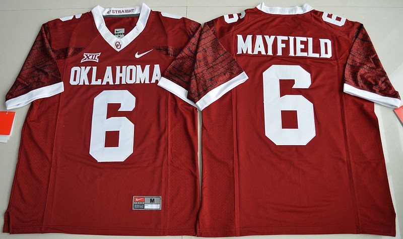 NCAA Oklahoma Sooners Baker Mayfield 6 Crimson Limited Football Men Jersey