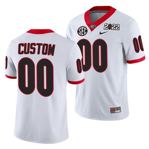 NCAA Georgia Bulldogs Customized White 2022 Patch Black College Football Limited Men Jersey