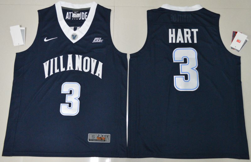 NCAA Wildcats 3 Josh Hart Navy Blue Basketball Men Jersey