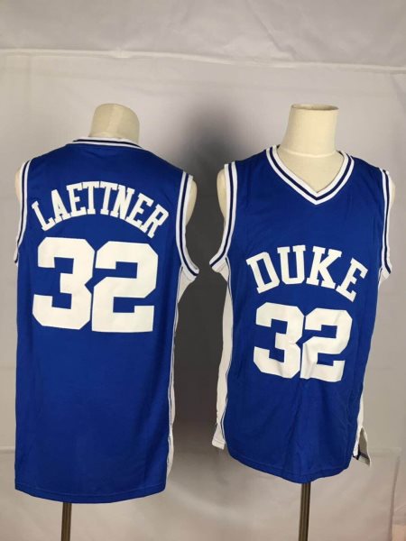 NCAA Duke Blue Devils 32 Christian Laettner Blue College Basketball Men Jersey