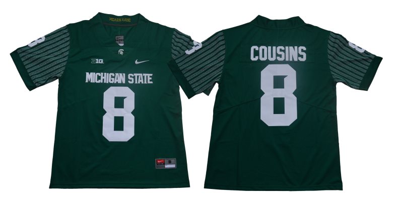 NCAA Michigan State SpartansMiami Hurricanes 8 Kirk Cousins Football Limited Men Jersey