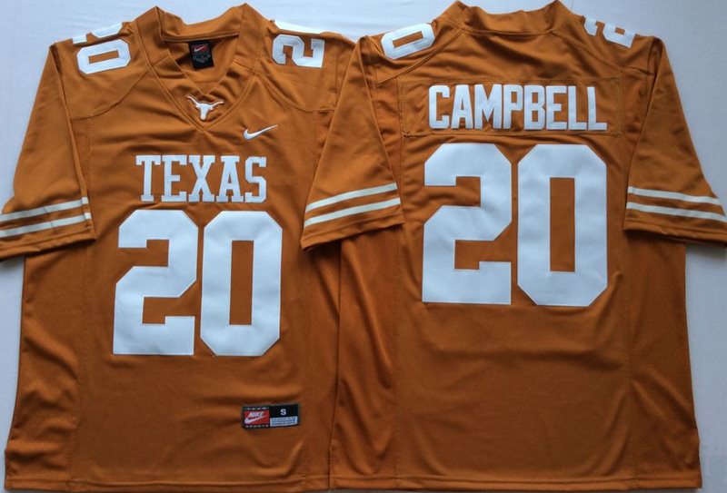 NCAA Texas Longhorns 20 Earl Campbell Orange Nike Men Jersey