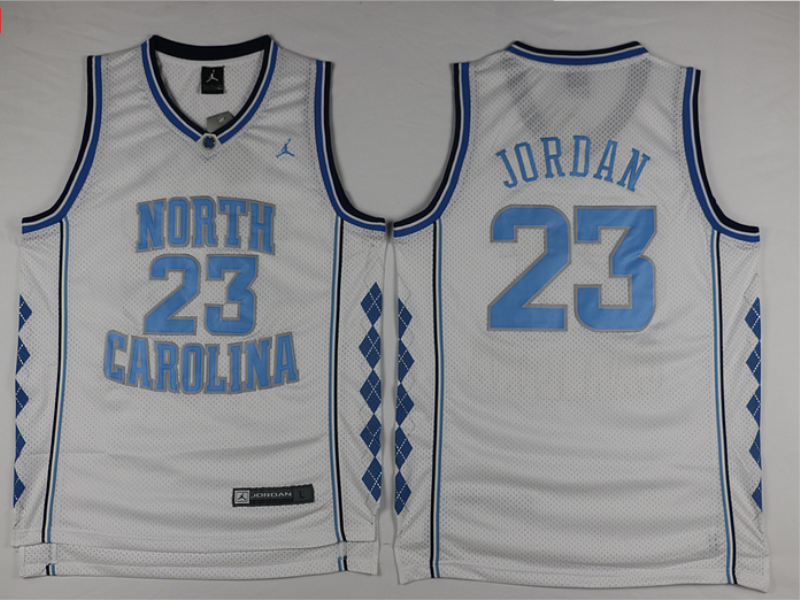 NCAA North Carolina Tar Heels 23 Michael Jordan White Men Jersey