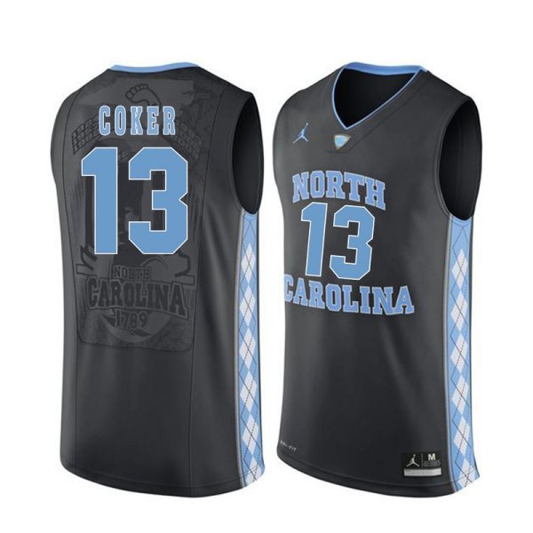 NCAA North Carolina Tar Heels 13 Kanler Coker Black Basketball Men Jersey