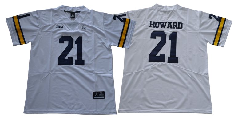 NCAA Michigan Wolverines 21 Desmond Howard White College Football Legend Men Jersey