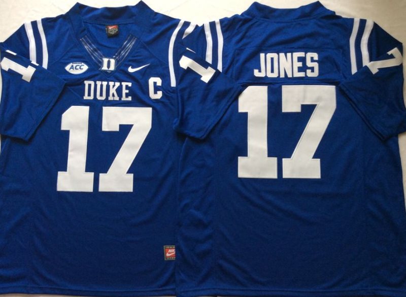 NCAA Duke Blue Devils 17 Daniel Jones Blue College Football Men Jersey