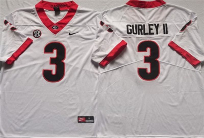 NCAA Bulldogs 3 GURLEY II White College Football Limited Men Jersey