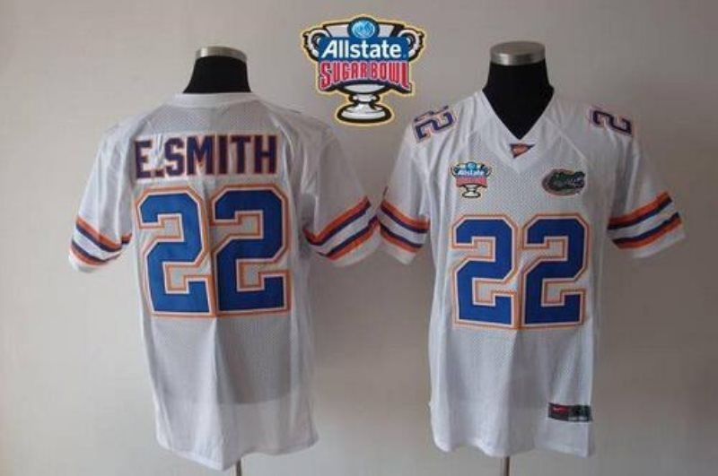 NCAA Florida Gators 22 E.Smith White Allstate Sugar Bowl Men Jersey