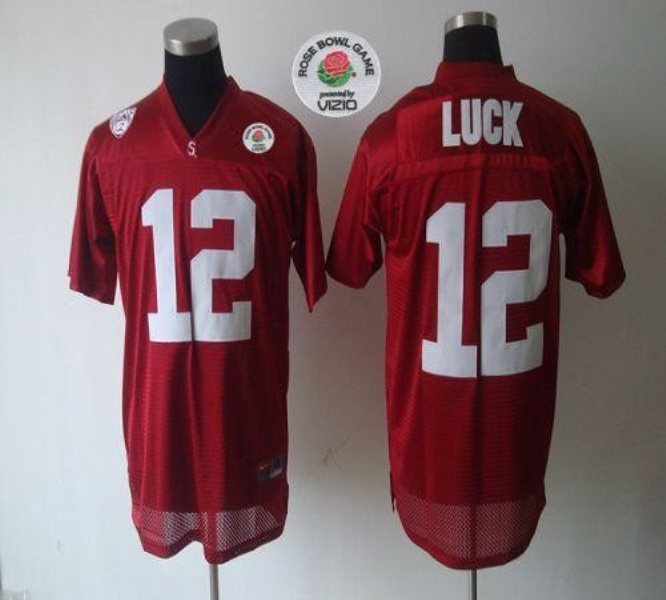 NCAA Stanford Cardinal 12 Andrew Luck Red Rose Bowl Game Men Jersey