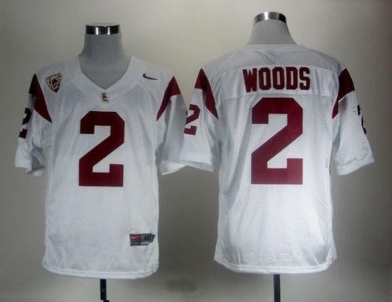 NCAA USC Trojans 2 Robert Woods White With Pac-12 Patch Men Jersey