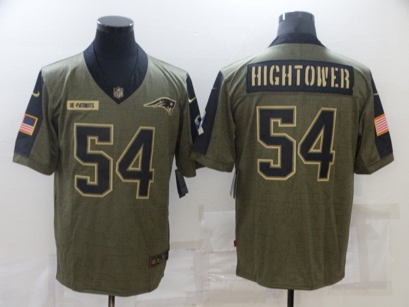 Nike Patriots 54 HIGHTOWER 2021 Olive Salute To Service Limited Men Jersey