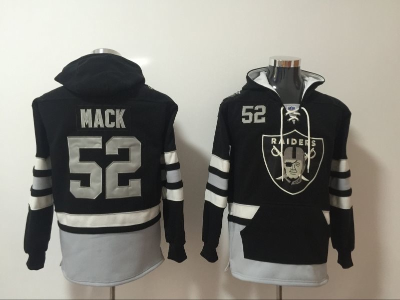 Oakland Raiders 52 Khalil Mack Black All Stitched Hooded Men Sweatshirt