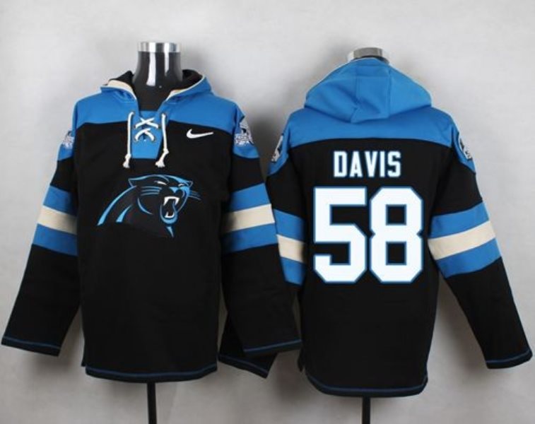 Nike Panthers 58 Thomas Davis Black Player Pullover NFL Sweatshirt Hoodie
