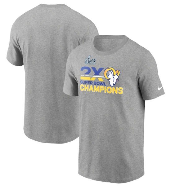 NFL Rams 2022 Heathered Gray 2-Time Super Bowl Champions T-Shirt