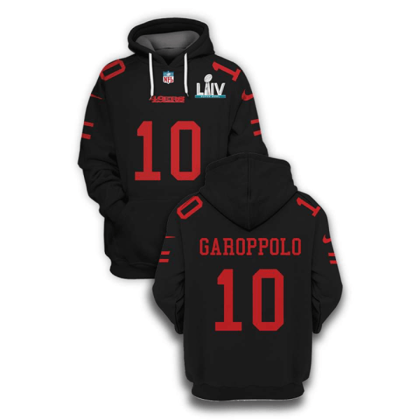 NFL 49ers 10 Jimmy Garoppolo Black Super Bowl LIV 2021 Stitched New Hoodie