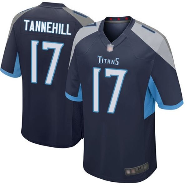 Nike Titans 17 Ryan Tannehill Navy Game Men Jersey
