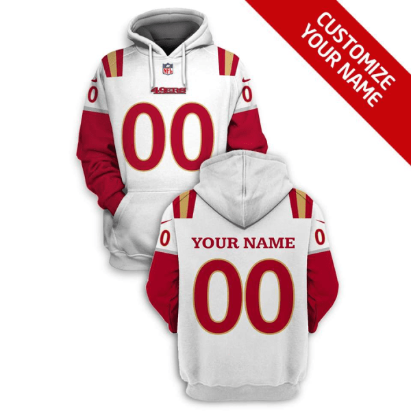 NFL 49ers Customized White Red 2021 Stitched New Hoodie